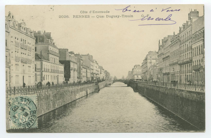Carte postale ancienne Côte d'Emeraude. 2026. Rennes - Quai Duguay-Trouin.