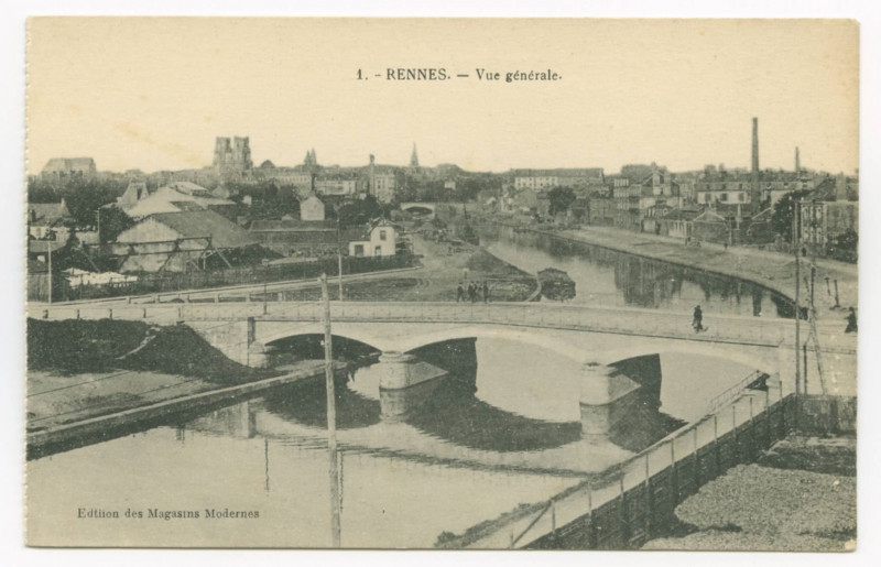 Carte postale ancienne 1. Rennes - Vue Generale.