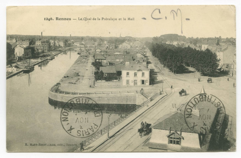 Carte postale ancienne 1426. - Rennes - Le Quai de la Prévalaye et le Mail.
