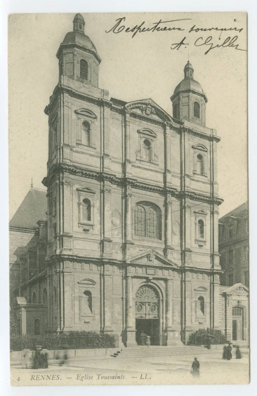 Carte postale ancienne 4. - Rennes - Eglise Toussaints.