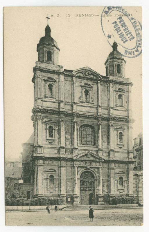 Carte postale ancienne 12. - Rennes - Eglise Toussaint.