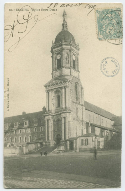 Carte postale ancienne 20. - Rennes. - Eglise Notre-Dame