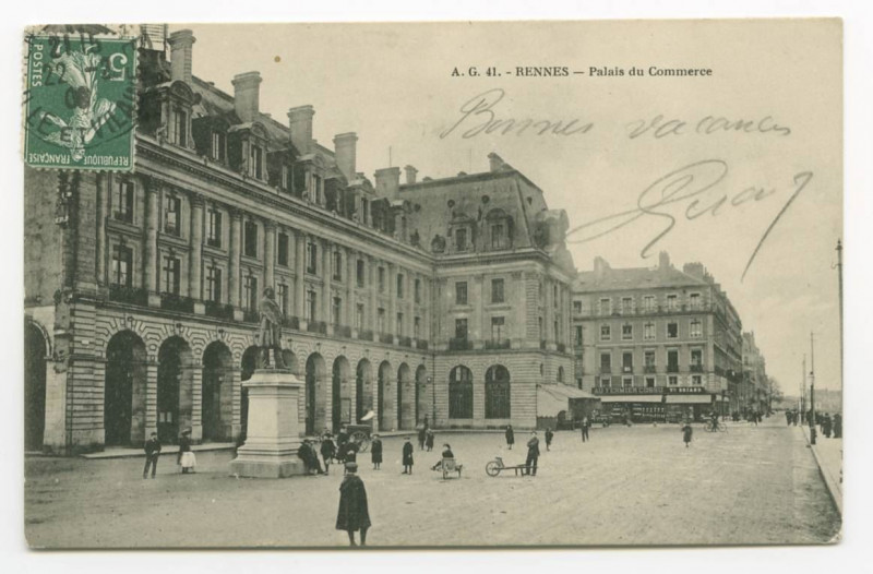 Carte postale ancienne A.G. 41 - Rennes - Palais du Commerce