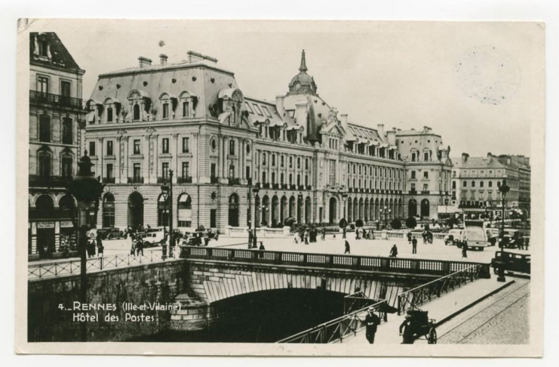 Carte postale ancienne 4. - Rennes (Ille-et-Vilaine) Hôtel des Postes