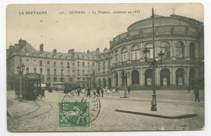 Carte postale ancienne La Bretagne. 105. Rennes - Le THEATRE, Construit En 1835