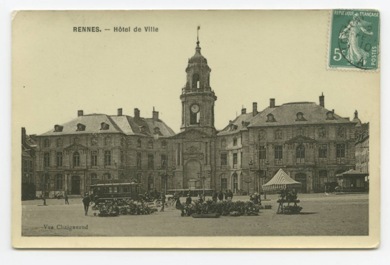 Carte postale ancienne Rennes. - Hotel De Ville