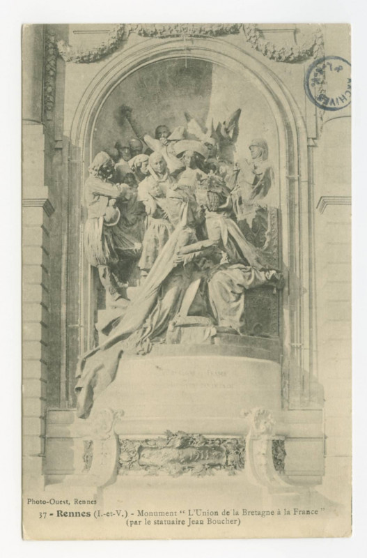 Carte postale ancienne 37 - Rennes (I.- et-V.) - Monument L'Union De La Bretagne A La France