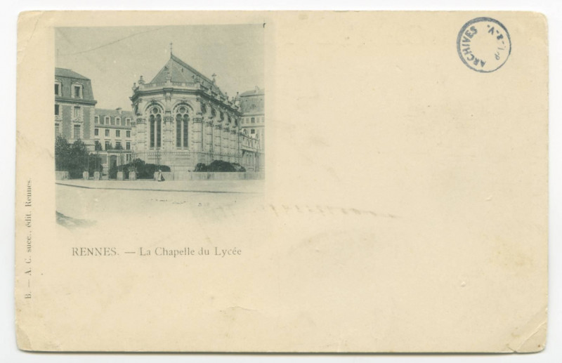 Carte postale ancienne Rennes. - La Chapelle Du Lycee