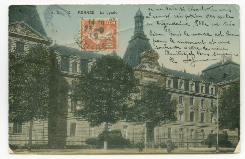 Carte postale ancienne 2 - Rennes - Le Lycee