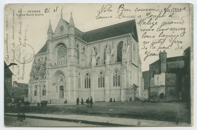 Carte postale ancienne 89. - Rennes - L'Eglise Saint-Aubin La Bretagne