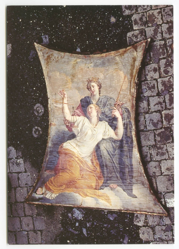 Carte postale ancienne Parlement de de Bretagne, Grand'Chambre, peinture nord du plafond : La France protégeant la justice, Nicolas Coypel, déposée après sinistre.