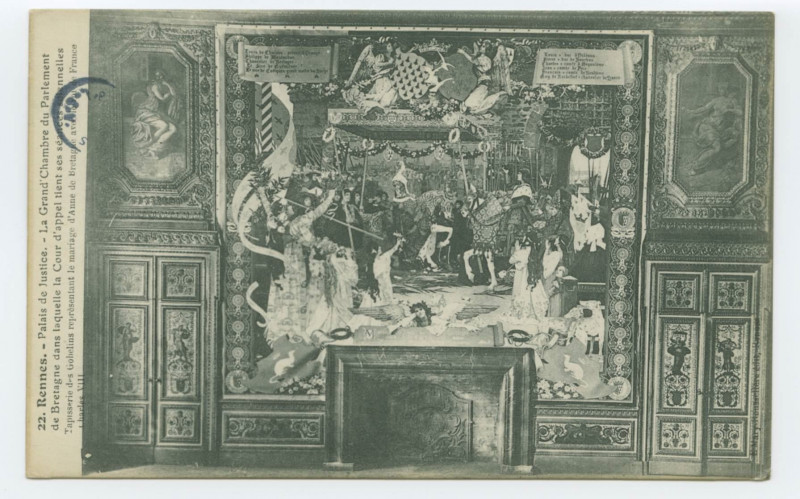 Carte postale ancienne 22.- Rennes. - Palais de Justice - La Grand' Chambre du Parlement de Bretagne dans laquelle la Cour d'appel tient ses séances solennelles. Tapisserie