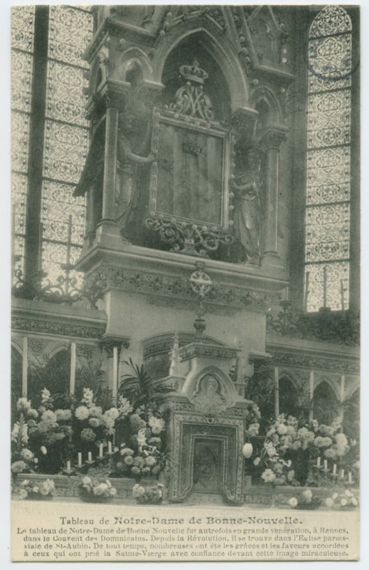 Carte postale ancienne Tableau de Notre-Dame de Bonne Nouvelle. Le tableau de Notre-Dame de Bonne Nouvelle fut autrefois en grande vénération à RENNES, dans le couvent de