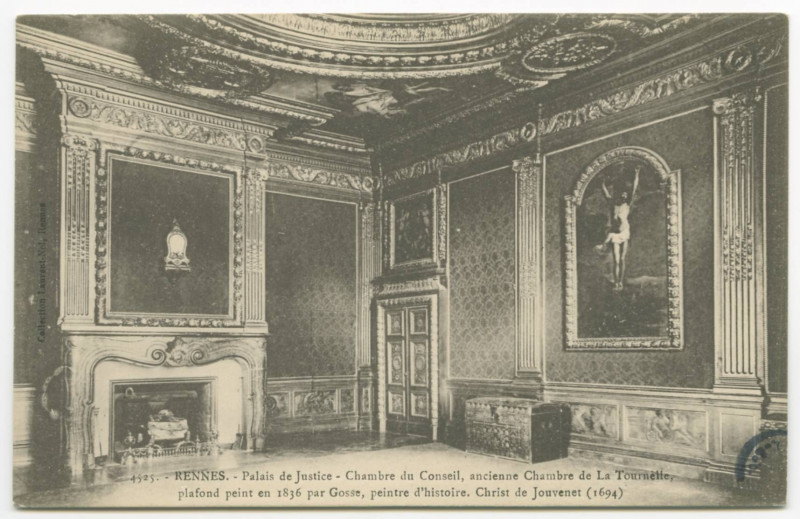 Carte postale ancienne 4525. - Rennes. - Palais de Justice - Chambre du Conseil, ancienne Chambre De La Tournelle, plafond peint en 1836 par Gosse' peintre d'histoire, Chris