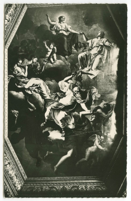 Carte postale ancienne 98. - Rennes (I.-et-V.) - Palais de Justice - Plafond de la Grande Chambre - Peinture de Coypel 1646 représente la Justice.