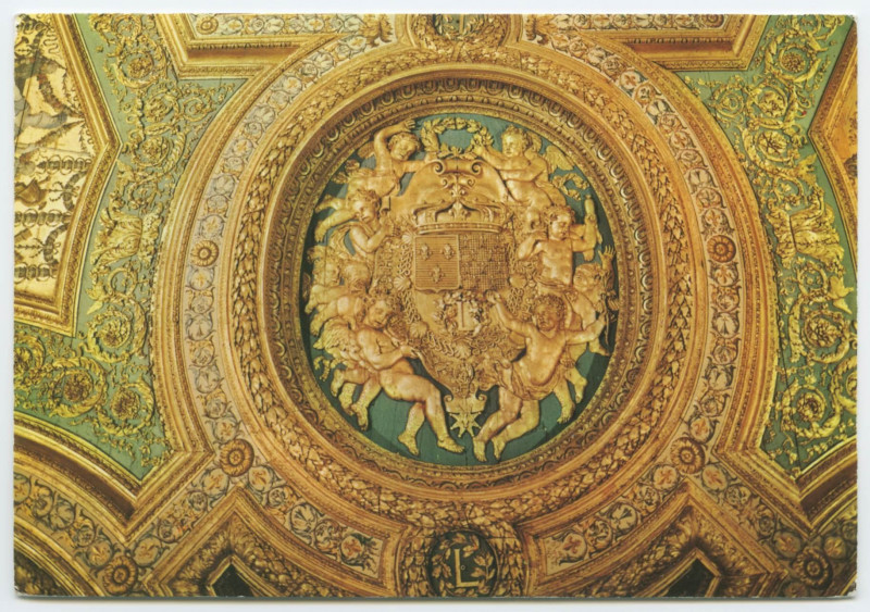 Carte postale ancienne Rennes (Ille-et-Vilaine). 7 - Palais De Justice. Armoiries de la Bretagne et de la France réunies sous la couronne royale et au-dessus de l'intiale d