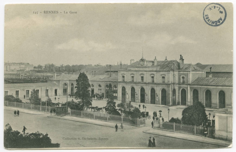 Carte postale ancienne 145. - Rennes. - La Gare
