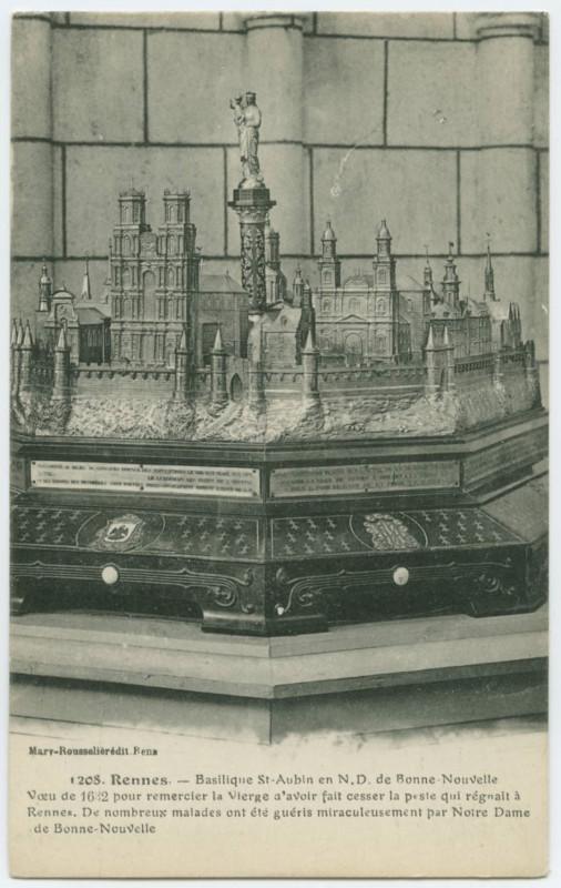 Carte postale ancienne 1208.- Rennes. - Basilique St-Aubin en N.-D. de Bonne-Nouvelle - Voeu de 1632 pour remercier la Vierge d'avoir fait cesser la peste qui règnait à Re