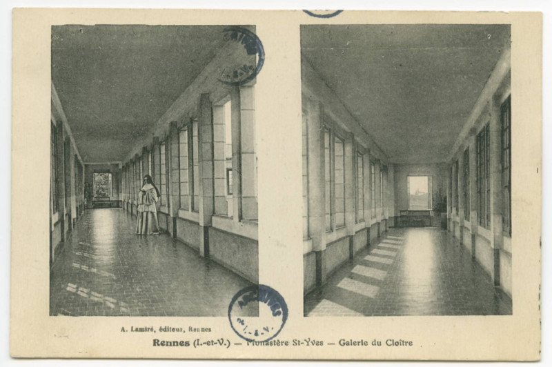 Carte postale ancienne Rennes (I.-et-V.) - Monastère St-Yves - Galerie du Cloître.