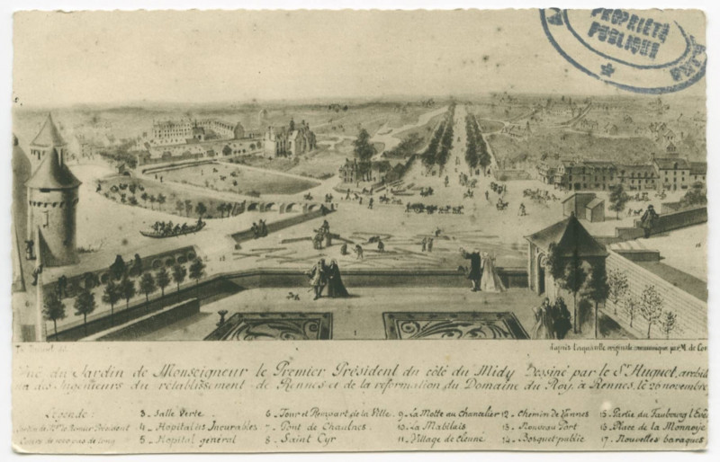Carte postale ancienne Parc Du Jardin De MONSEIGNEUR, Le Premier President Du Cote De Midy. Dessine Par Le Sr HUGUET, Architecte Au Service Des Ingenieurs Du Retablissement 