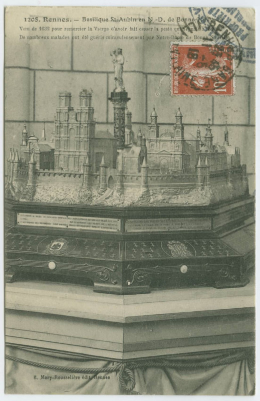 Carte postale ancienne 1208.- Rennes. - Basilique St-Aubin en N.-D. de Bonne-Nouvelle - Voeu de 1632 pour remercier la Vierge d'avoir fait cesser la peste qui règnait à Re