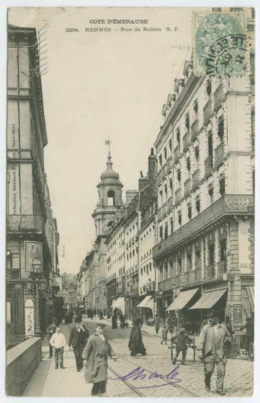 Carte postale ancienne Côte d'Emeraude. 2294. - Rennes - Rue de Rohan