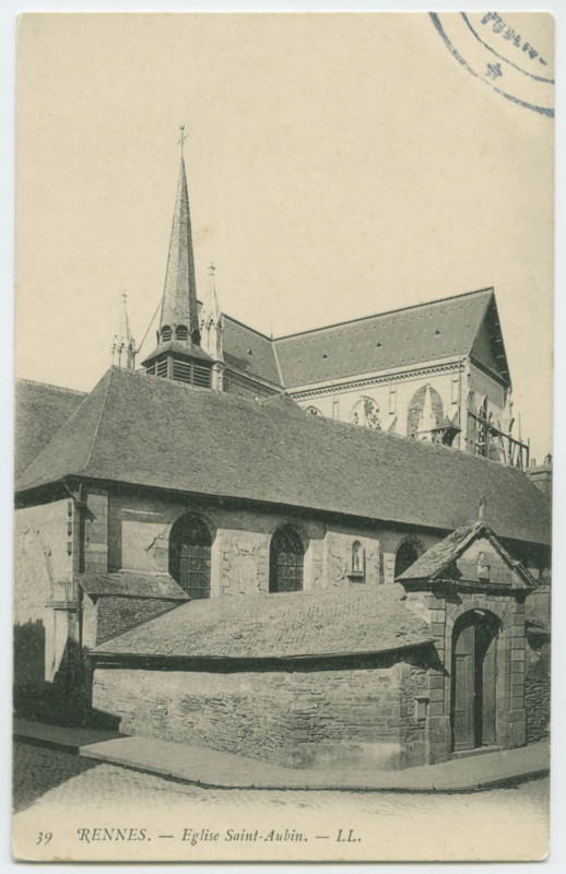 Carte postale ancienne 39  Rennes. - Eglise St-Aubin. - Ll