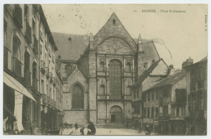 Carte postale ancienne 11. - Rennes. - Place St Germain