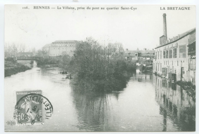 Carte postale ancienne 126. Rennes. - La VILAINE, Prise Du Pont Au Quartier Saint-Cyr. La Bretagne