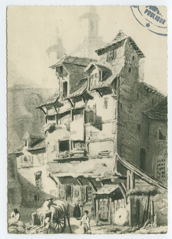 Carte postale ancienne 15 - Le vieux Rennes - Maisons, près de Toussaint, entre l'église et la Rue Toullier