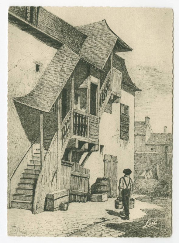 Carte postale ancienne 19. - Le vieux Rennes - Ancienne maison, Rue d'Antrain. (par Busnel.)