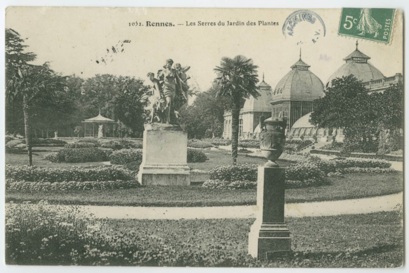 Carte postale ancienne 1032. Rennes. - Les serres du Jardin des Plantes
