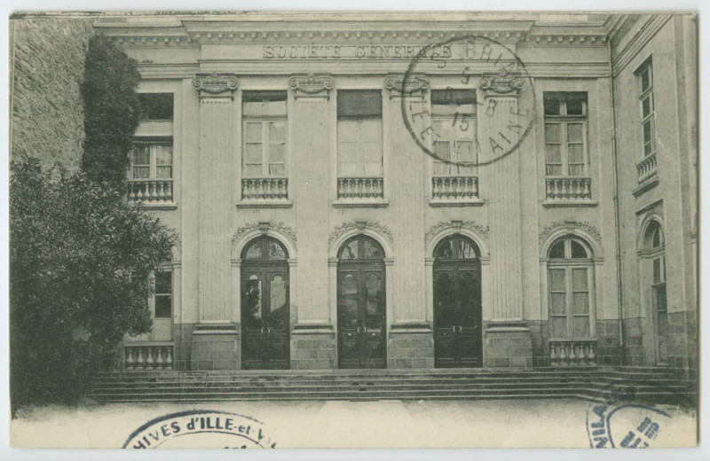 Carte postale ancienne [RENNES. - Facade de la banque la Société Générale]