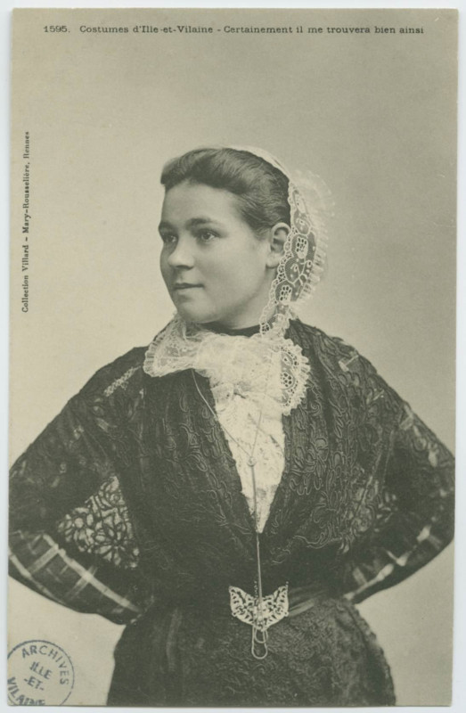 Carte postale ancienne 1595. - Costumes d'Ille-et-Vilaine - Certainement il me trouvera bien ainsi.