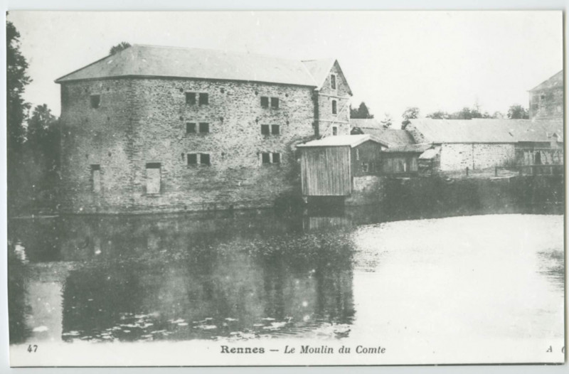 Carte postale ancienne Rennes. - Le Moulin du Comte.