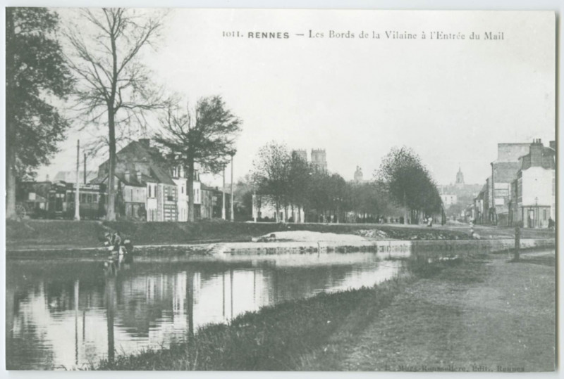 Carte postale ancienne 1011.- Rennes. - Les Bords de la Vilaine à l'Entrée du Mail.