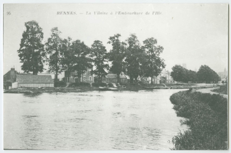 Carte postale ancienne Rennes. - La Vilaine à l'Embouchure de l'Ille.