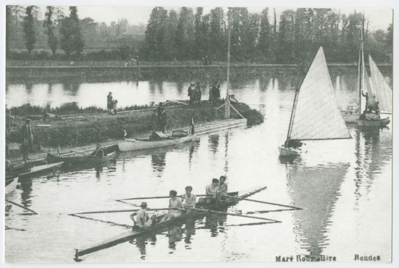 Carte postale ancienne [RENNES. - Canoë  et petits bateaux à voile sur la vilaine]