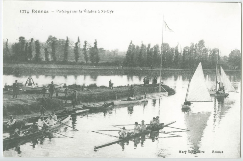 Carte postale ancienne 1274. - Rennes. - Paysage sur la Vilaine à St-Cyr.