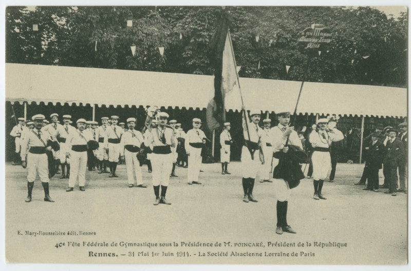 Carte postale ancienne 40e Fête Fédérale de Gymnastique sous la Présidence de M.POINCARE, Président de la République. Rennes. - 31 Mai 1er Juin 1914. - La Société Al