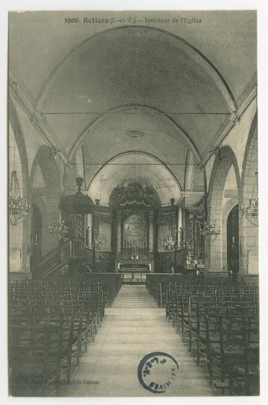 Carte postale ancienne 3906. Rétiers (I.-et-V.). - Intérieur de l'Eglise.