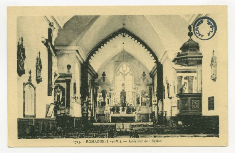 Carte postale ancienne 1713. Romagne (I.-et-V.) - Intérieur de l'Eglise