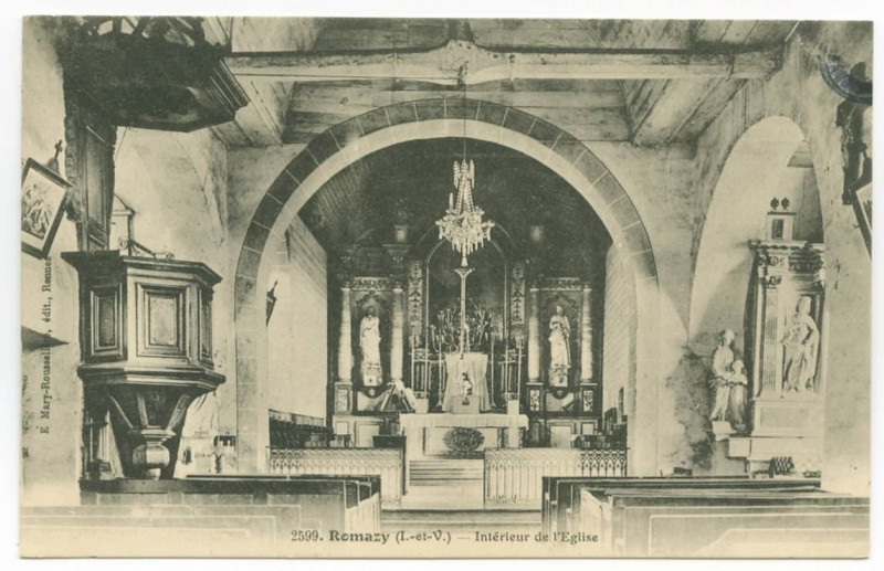 Carte postale ancienne 2599. Romazy (I.-et-V.) - Intérieur de l'Eglise