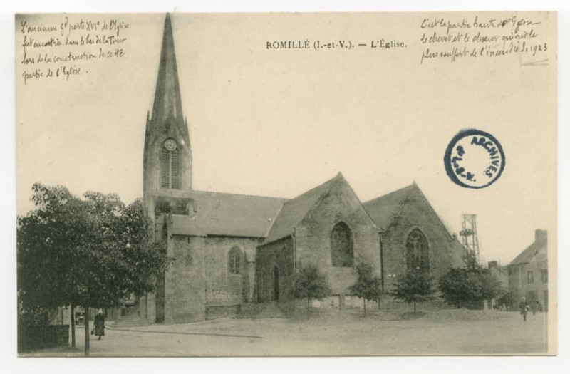 Carte postale ancienne Romille (I.-et-V.). - L'Eglise