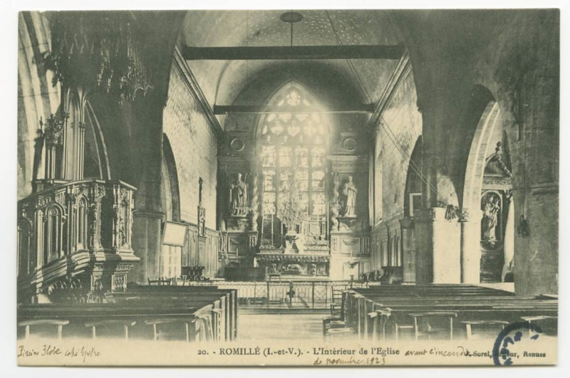 Carte postale ancienne 20. Romille (I.-et-V.) - L'intérieur de l'Eglise