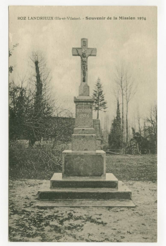 Carte postale ancienne Roz-Landrieux (Ille-et-Vilaine).- Souvenir de la Mission de 1934.