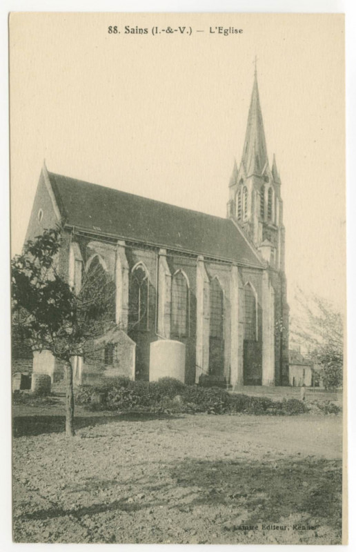 Carte postale ancienne 88 Sains ( I.-et-V.).- L'Eglise