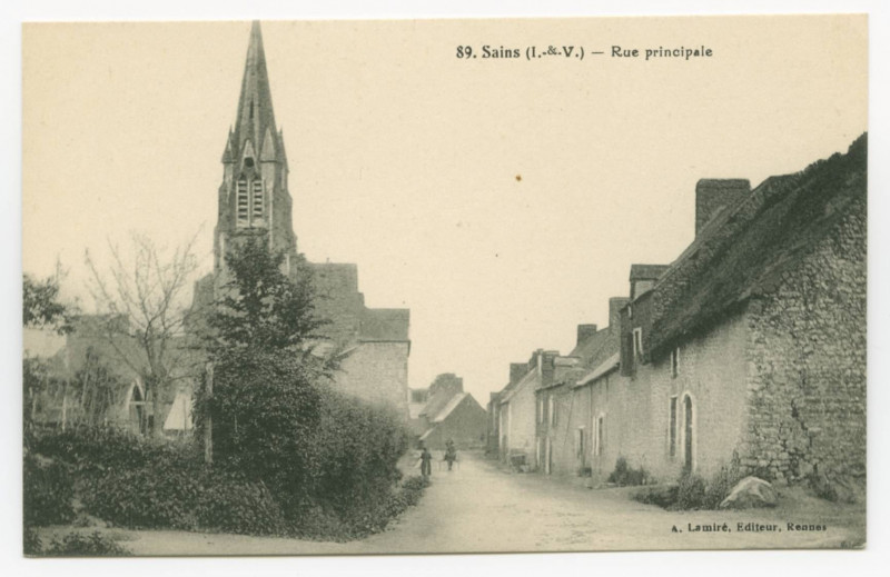 Carte postale ancienne 89. Sains ( I.-et-V.) - Rue principale