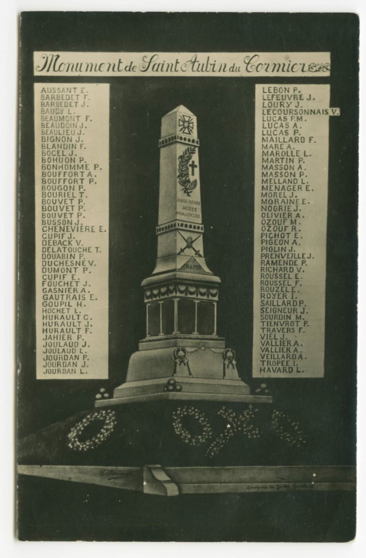 Carte postale ancienne Monument de Saint Aubin du Cormier ( I.-et-V.).
