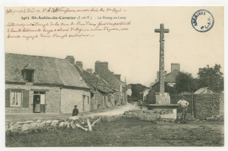 Carte postale ancienne 3403.-  St-Aubin-du-Cormier ( I.-et-V.). - Le Bourg au loup.